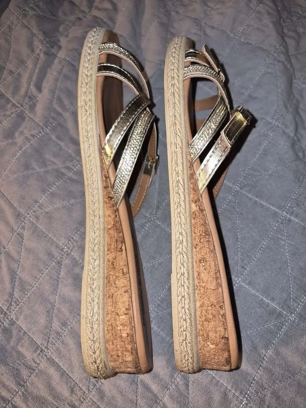 Fabio Maggenti Made in Italy Leather Wedge Sandals Gold Criss Cross Straps